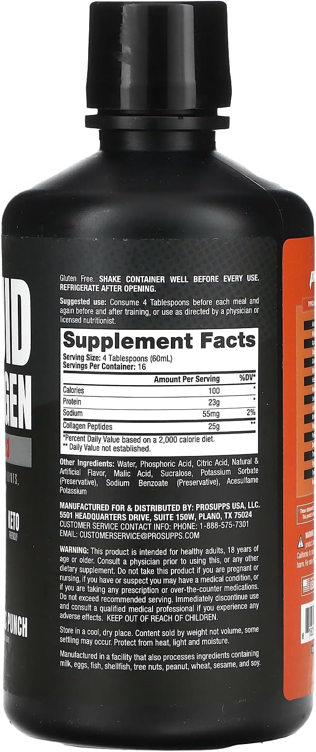 PROSUPPS Amino23 Liquid Collagen Shots, Citrus Punch - Collagen Peptide Post Workout Supplement Supports Healthy Aging, Joints, Skin & Hair - Gluten-Free & Zero Sugar - 16 Servings