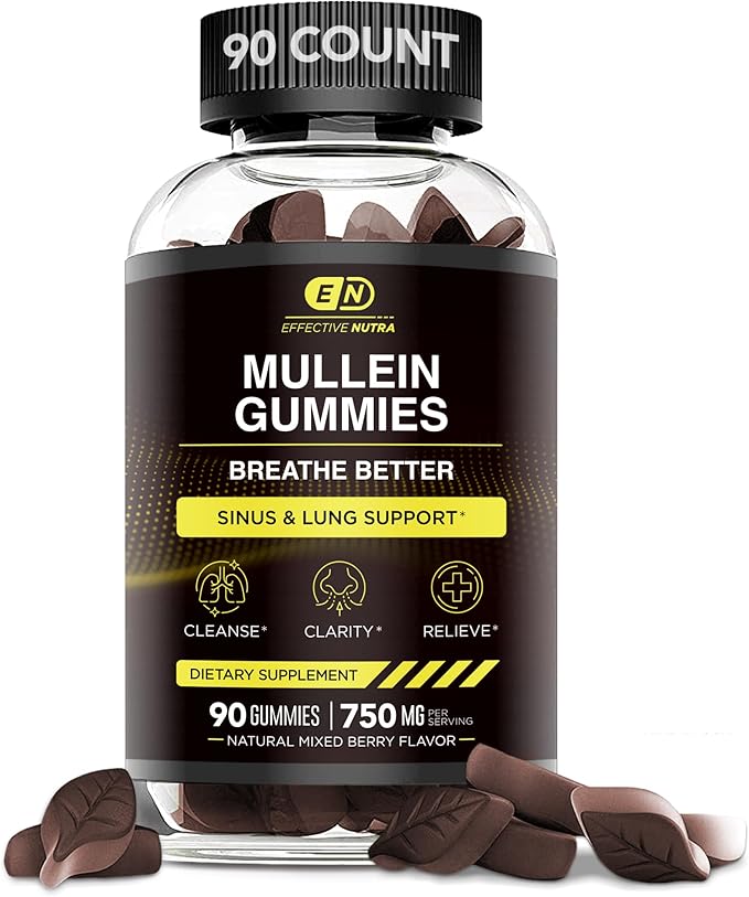 9in1 Mullein Gummies | Lung and Sinus Support for Cleanse, Clarity, and Relief | Vegan, Gluten-Free, Non-GMO Supplement | Natural Berry Flavor, 45-Day Supply, Made in USA (90ct)
