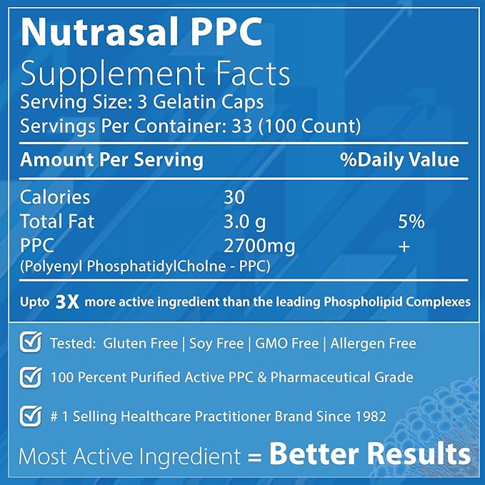PhosChol PPC Polyenyl PhosphatidylCholine Choline Supplement 900mg 100 Gelatin Capsules