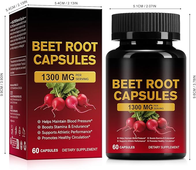 Beetroot Capsules, 100% Pure Natural 1300mg Beetroot Extract Capsules for Helping Maintain Blood Pressure-Non GMO, Veagn Friendly-Support Supplement