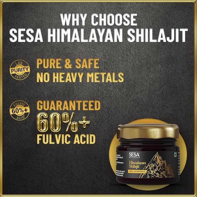 Pure Himalayan Shilajit Resin 100% Ayurvedic 50 Servings of 400mg Helps Boost Strength, 85+ Trace Minerals, Endurance & Immunity 70%+ Fulvic Acid Contains Lab Certificate