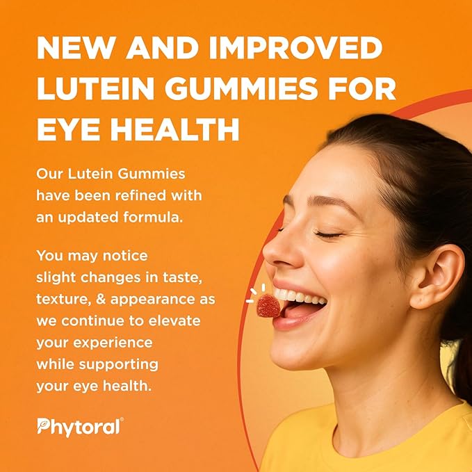 Phytoral Adults Lutein Gummies - Mango Flavored Potent Lutein and Zeaxanthin Supplements for Eye Health - Eye Vitamins for Blue Light Protection, Dryness, Strain Support & Visual Sharpness - 60 Count