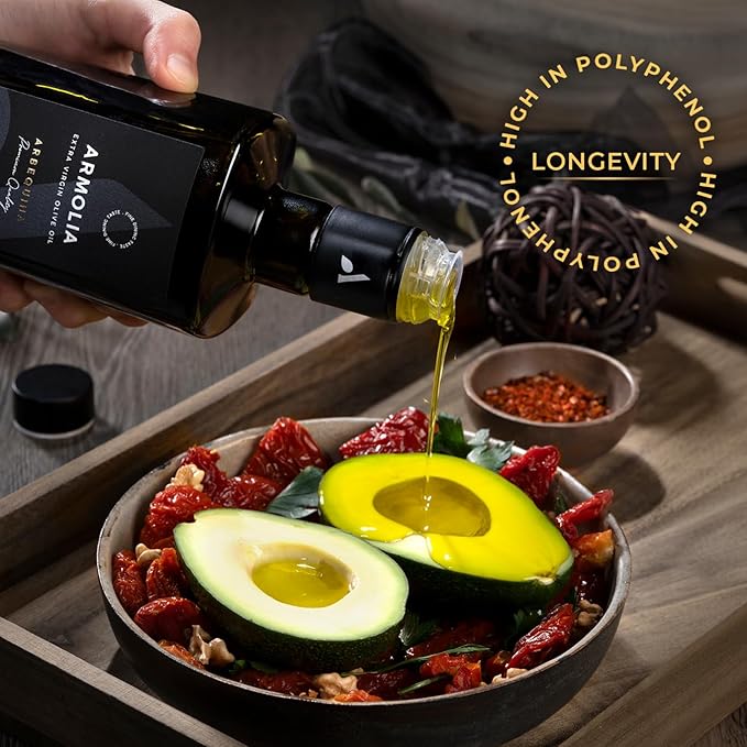 ARMOLIA 24-Pack Olive Oil Extra Virgin, Cold Pressed, Early Harvest, High Polyphenol (<400 mg/kg), Low Acidity (0.14%), 2025 Gold Award Winner, Drinking Premium Glass Bottle EVOO ( 24 Pack x 500mL , 405.6 Oz )