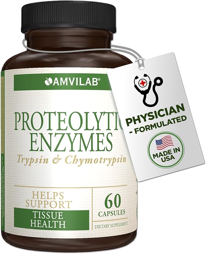 Proteolytic Enzymes - Trypsin & Chymotrypsin - Reduces Edema & Inflammation From Tissue Injury - Supports Digestive, Tissue & Immune Health - Recovery Boost - Dietary Supplement -60 Capsules