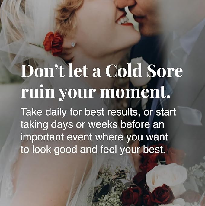 | Daily Cold Sore Supplement Including L-Lysine & Natural Defense Ingredients | Around The Clock Support | 60 Count | Made in The USA