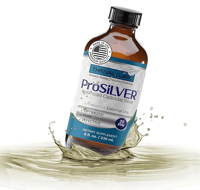 ProSILVER Blue Label 20 PPM Colloidal Silver Liquid (8oz), Optimized Bio-Active Liquid Silver Nanoparticles for Immune Support, Dark Glass Bottle - Thrival Labs