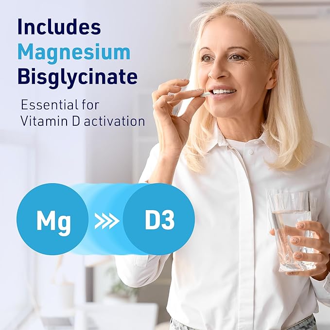 Brilliant D3+ Complex - 60 Capsules - 5000 IU Vitamin D3 + K2 + Magnesium Glycinate Supplement - Doctor Formulated for Immune & Bone Support - No Stearates, No Dioxides
