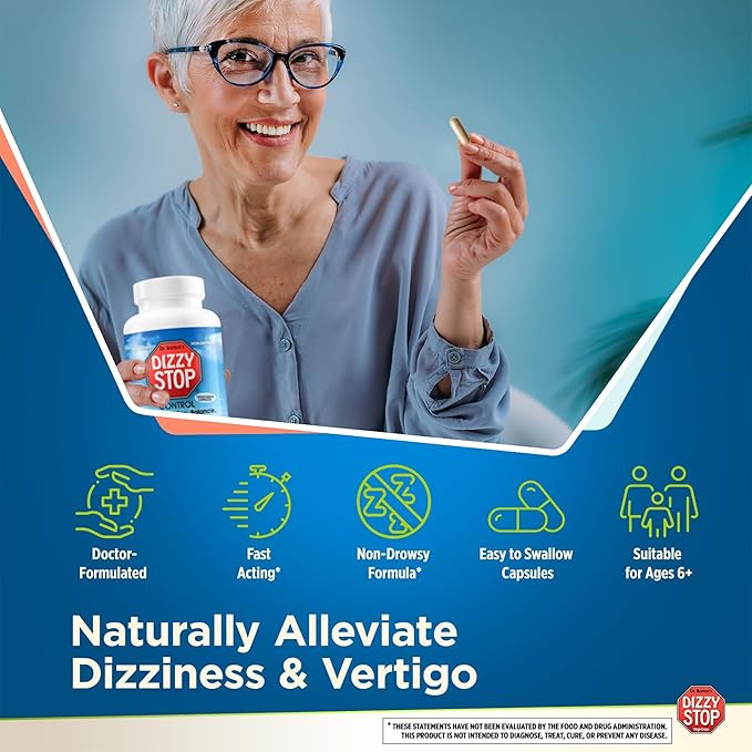 Vertigo Relief Product & Non‑Drowsy Motion Sickness Pills: Nausea and Dizziness, Ginger & Grape Seed Formula, Inner Ear Balance, Car, Cruise & Travel Essential, Stomach Support (80 Count – Pack of 2)