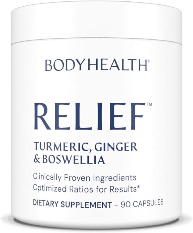 BodyHealth Inflam Relief, Joint Supplement, Relief for Back, Knees, Hands, with Turmeric, Boswellia, Ginger, All Natural, Non-GMO, Gluten Free (90 Capsules)