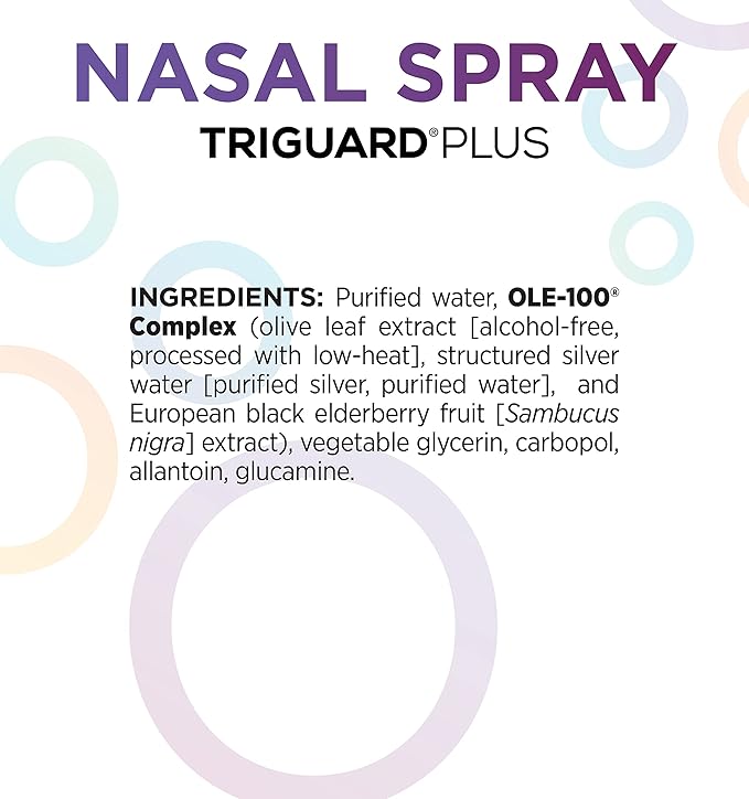 TriGuard Plus Colloidal Silver Nasal Spray with Olive Leaf Extract & Elderberry Extract | Sinus Treatment, Nose Spray & Immune System Booster 2 oz / 60ml, Made in USA (Packaging May Vary)