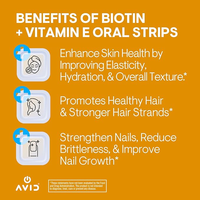Playboy - Vitamin E + Biotin Oral Strips Supplement (30 Edible Strips) Fast Dissolving Skin, Hair & Nail Growth Supplement with Folic Acid - Strawberry Flavored Beauty Supplements for Women & Men