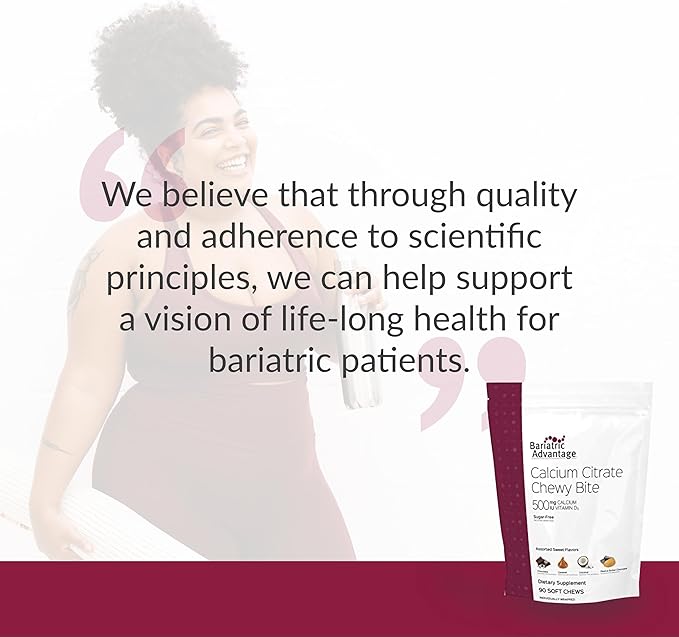Bariatric Advantage Calcium Citrate Chewy Bites 500 mg - Highly Absorbable & Digestible - Vitamin D3 - Easily Chewable Calcium Supplement - Assorted Sweet Flavor - 90 Count