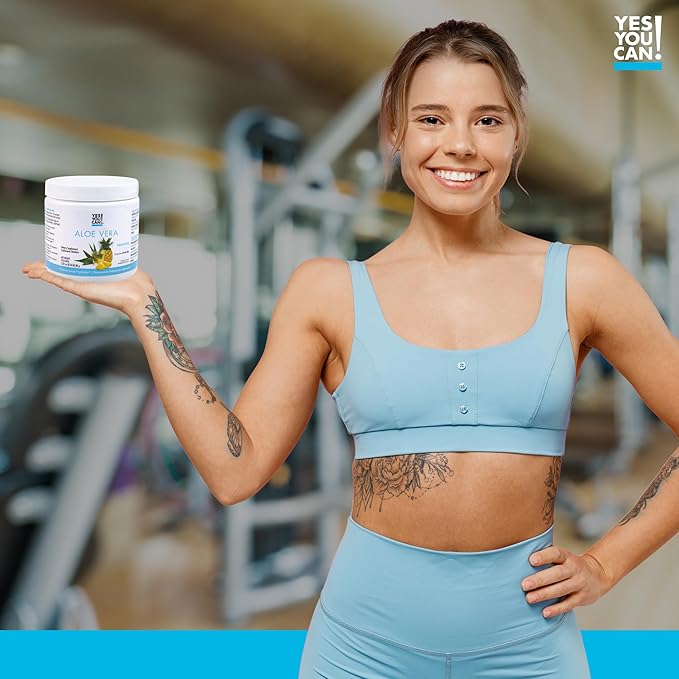 Yes You Can! Organic Aloe Vera Powder Drink Mix - Hydration Booster Infused with Pure Aloe Juice - Delicious Flavors - Made in USA - Antioxidant Rich - Pineapple Flavor - 40 Servings Per Canister (4 Pack)