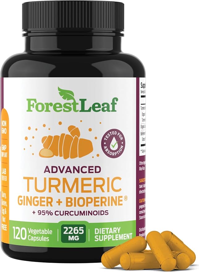 Turmeric Supplement Extra Strength 2265mg - Turmeric Curcumin Supplement w/BioPerine Black Pepper - Tumeric and Ginger Supplements, 95% Curcuminoids, Supports Immune & Joint Health, 120 Caps
