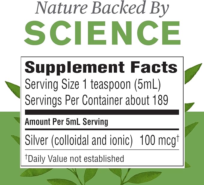 Nature's Sunshine Silver Shield Liquid, 32 Fl Oz | Colloidal Silver Liquid with Aqua Sol Technology Provides Immune Support and Protection