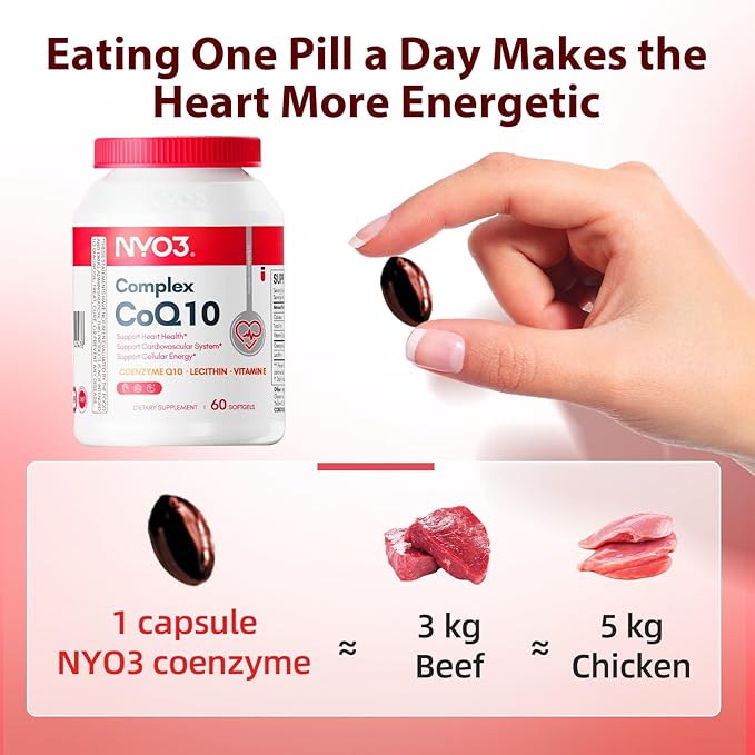 CoQ10 200mg with Lecithin and Vitamins E, Ultra High Absorption, Antioxidant for Heart Health & Energy Production, High Coenzyme Q10 Content, Gluten Free, Non-GMO, 60 Days Supply