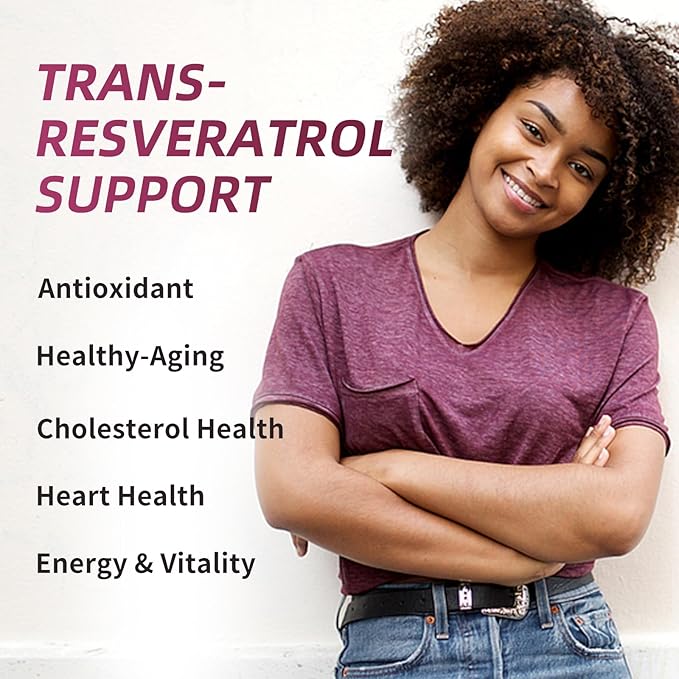 Resveratrol Supplement, 98% Pure Trans Resveratrol 600mg with Liposomal Delivery - Supports Antioxidant, Cholesterol Health, Heart Health, Energy - Vegan, 60 Capsules