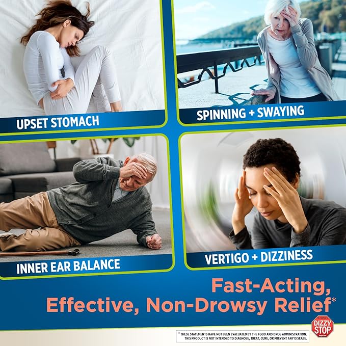 Vertigo Relief Product & Non‑Drowsy Motion Sickness Pills: Nausea and Dizziness, Ginger & Grape Seed Formula, Inner Ear Balance, Car, Cruise & Travel Essential, Stomach Support (80 Count – Pack of 2)