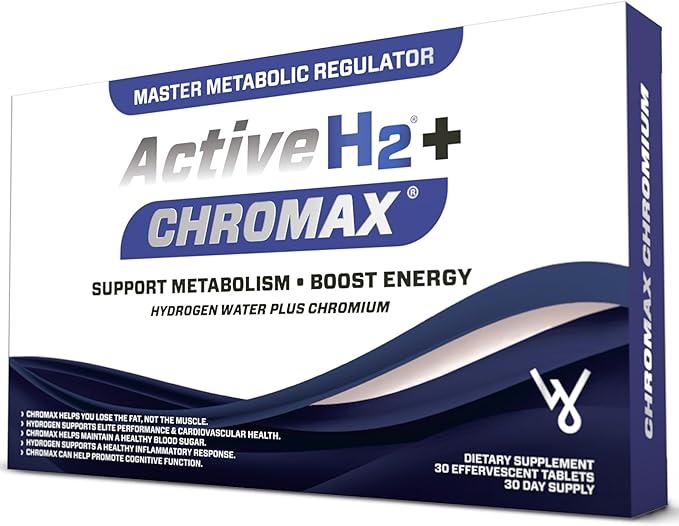 Active H2+ Chromax – Hydrogen Water Tablets with Chromium – Supports Metabolism and Energy – Molecular Hydrogen and Chromium Supplement – 30 Tablets