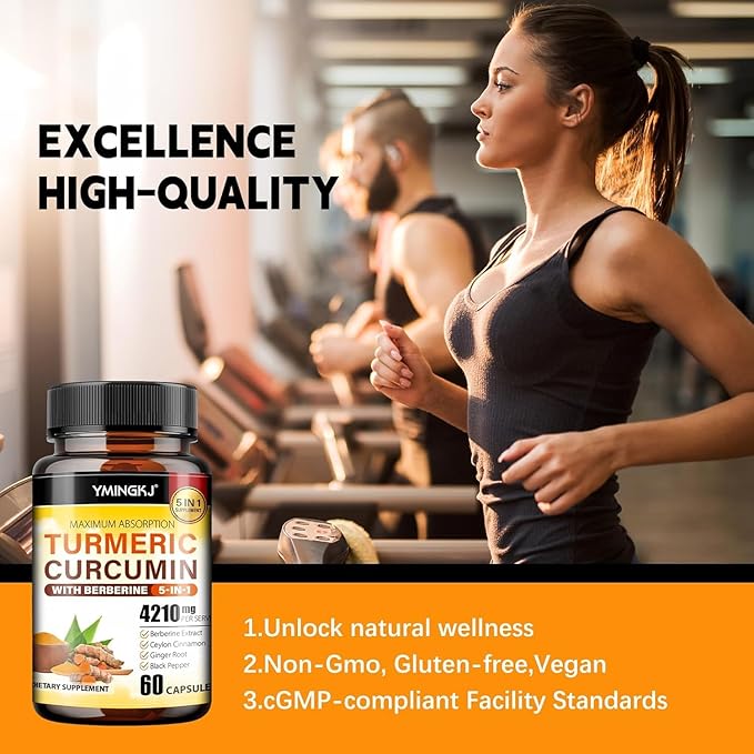 Turmeric Curcumin Supplement with Black Pepper & Bioactive Botanicals, Turmeric,Ginger,Berberine,Ceylon Cinnamon, – Premium Organic Supplement for Daily Wellness Support 60 Capsules 3 Pack