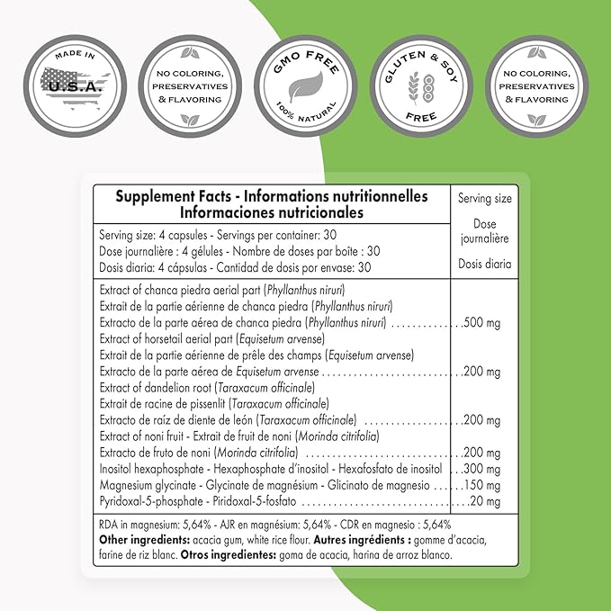 Supersmart Kidney Detox Formula (High Potency) - All-in-1 Complex - with Chanca Piedra, Dandelion Root, Magnesium - Kidney Detox Supplement | Non-GMO & Gluten Free - 120 Vegetarian Capsules