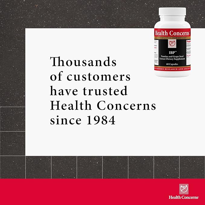 Health Concerns IBP – Heart Health Supplement with Taurine & Grape Seed Extract – Blood Pressure Support – Antioxidant Cardiovascular Circulation Formula – Cholesterol Metabolism – 60 Capsules
