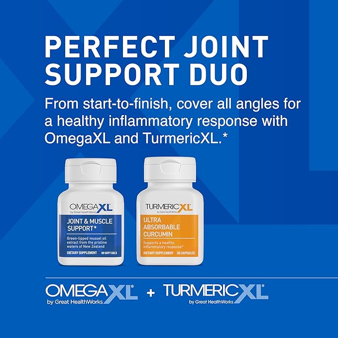 OmegaXL Powerful Joint and Muscle Support Supplement 60 Count (2 Pack) & TurmericXL (30 Count)
