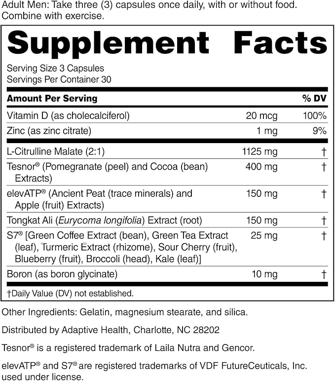 Nugenix Total-T2 - Testosterone Booster and Nitric Oxide Booster for Men, Tesnor, S7, ElevATP, Tongkat, Citrulline, Nitric Oxide and Testosterone Supplement for Men (90 Count)