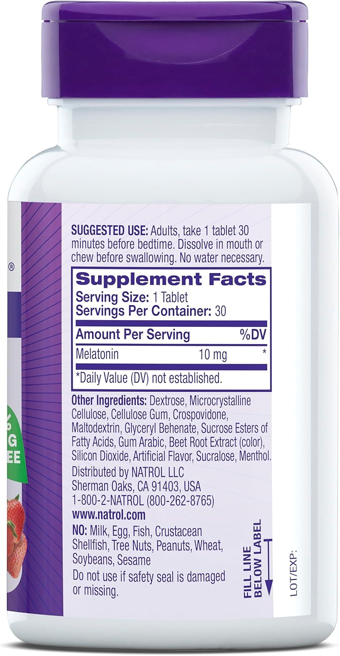 Natrol Fast Dissolve Melatonin 10 mg, Sleep Support for Adults