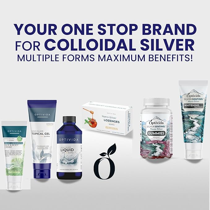 Optivida Health Nano Colloidal Silver Liquid (32 oz) – Immune Support Supplement with Silver Hydrosol, Liquid for Immune System Support, Colloidal Silver for Adults & Kids, Non-GMO, Gluten-Free