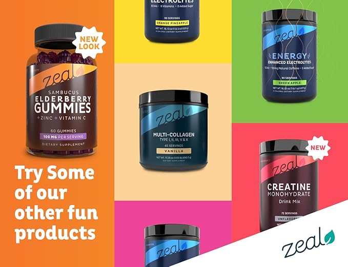 Zeal Sambucus Elderberry Gummies + Zinc + Vitamin C - Daily Supplement for Children & Adults - Easy to Chew Vitamin Gummies - 100 mg Max Serving of Elderberry - 60 Count