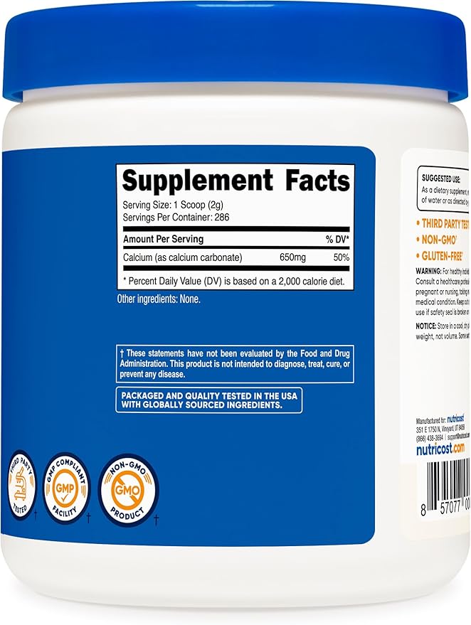 Nutricost Calcium Carbonate Powder 500 Grams