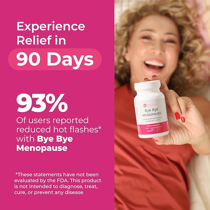 ZENZSUAL Bye Bye Menopause with Melatonin – Natural Menopause Support for Women – Hot Flashes, Night Sweats, Hormone Balance & Restful Sleep – Vegan, Estrogen-Free Menopause Supplement – 60 Capsules