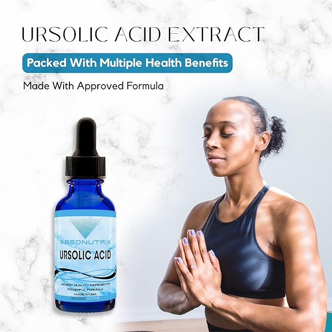 Absonutrix Ursolic Acid 590mg, 4 Fl Oz Bottle, 200 Highly Potent Servings, High Bioavailability, Quick Absorption, Third-Party Tested, GMP-Certified, Non-GMO, Cruelty-Free Products, Made in USA