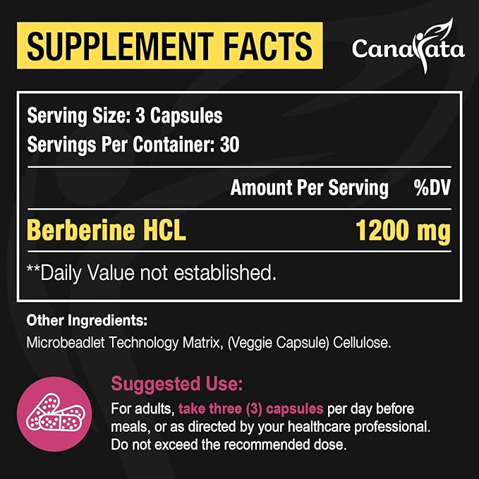 Berberine Supplement 1200mg - High Bioavailability Berberine HCL Microbeadlets,GLP-1 & AMPK Activator for Women Men 90 Vegan Capsules