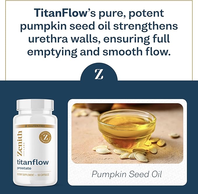Zenith Labs - TitanFlow - Prostate Supplements for Men - with Pumpkin Seed Oil to Support Urinary and Prostate Health