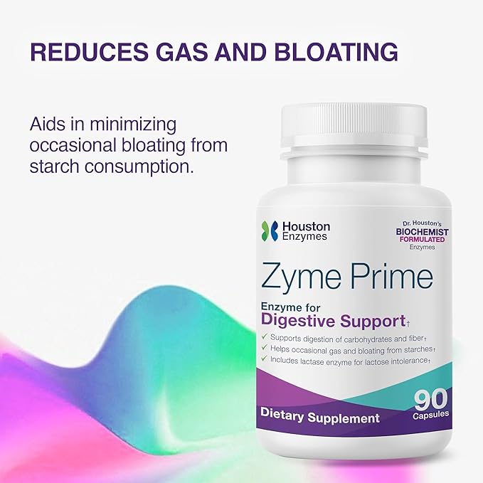 Zyme Prime - 90 Capsules - Digestive Enzymes Women & Men Enzyme, Digestion for Carb, Fat & Protein Breakdown, Helps Intolerances, Bloating & Gas, Digestive Health Supplement