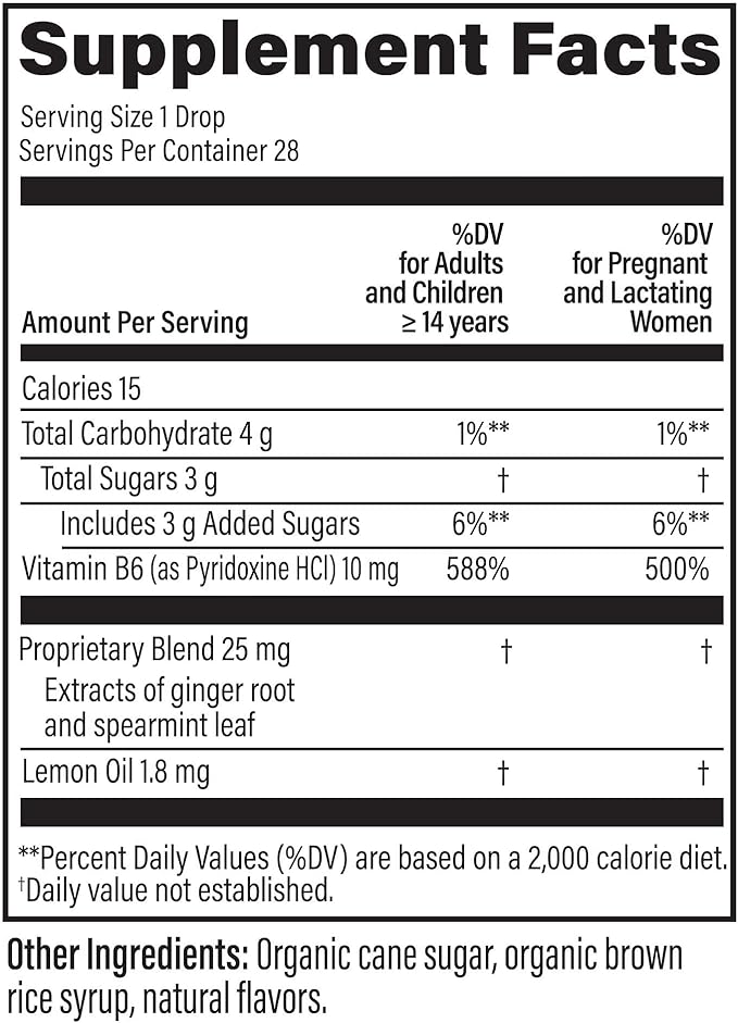 UpSpring Stomach Settle Drops for Occasional Nausea Relief/Upset Stomach with Ginger, Lemon, Spearmint, and B6. Mint Flavor Drops, 28 Ct(Packaging May Vary)