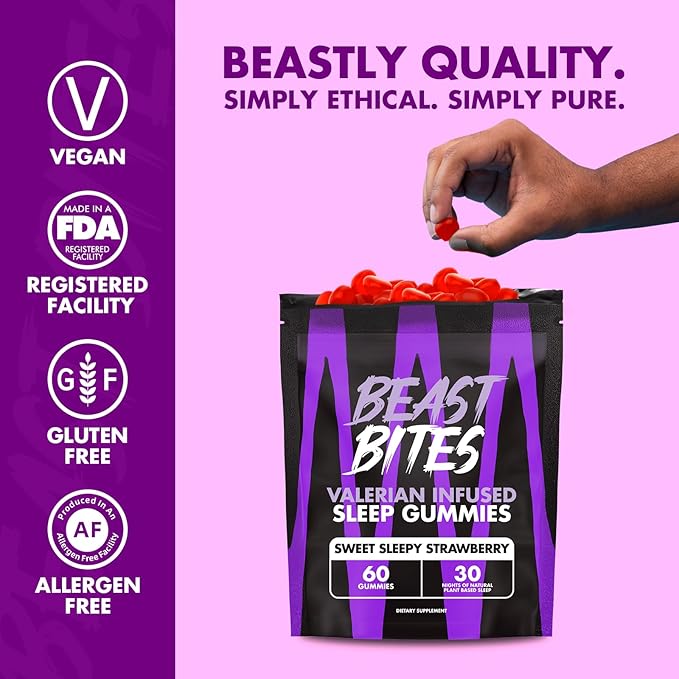 Valerian Infused Sleep & Nighttime Recovery Gummies - NSF Certified for Sport - 30 Servings