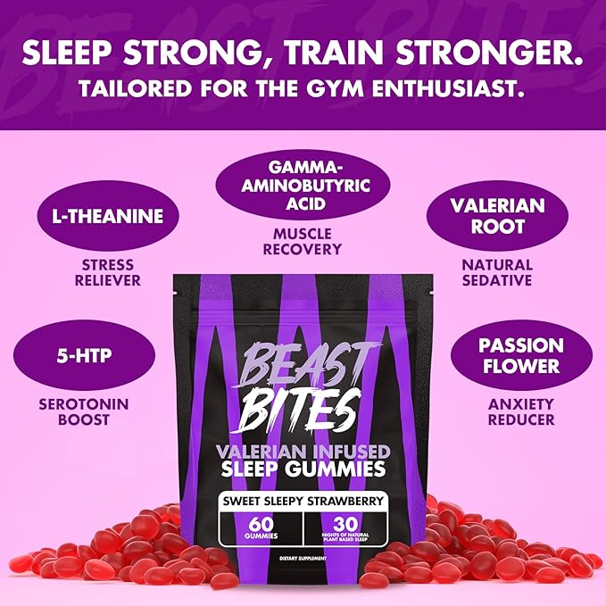 Valerian Infused Sleep & Nighttime Recovery Gummies - NSF Certified for Sport - 30 Servings