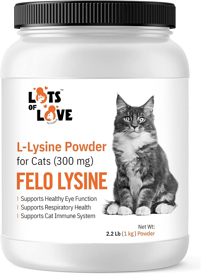 FELO LYSINE - L-Lysine Powder for Cats 300 mg (Thomas Pet Earlier), 1 Kg or 2.2 lb