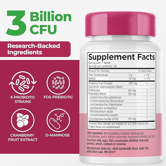Earth's Pearl Vaginal Probiotics for Women - 15 x More Effective with BIO-Tract®, 3 Billion CFU, Probiotic & Prebiotic Blend, Promotes Healthy Vaginal Odor & pH Balance for Women - Only 1 Tablet/Day