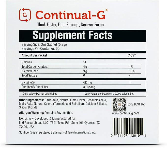 CONTINUAL - G Powder - Clinically Proven Cellular Glutathione Precursor | Benefit of Glyteine & Sunfiber | Immune Support, Master Antioxidant, Detox, Brain Health & Skin Care | 120 Sachets