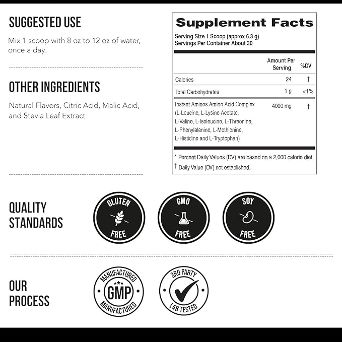Instant Aminos - EAA+BCAA - 10 Essential Amino Acids Supplement - Rapid Absorption, Zero Digestion - Supports Lean Muscle, Recovery & Aging - 321% DIAAS Protein Score - Wild Berry (30 Servings)