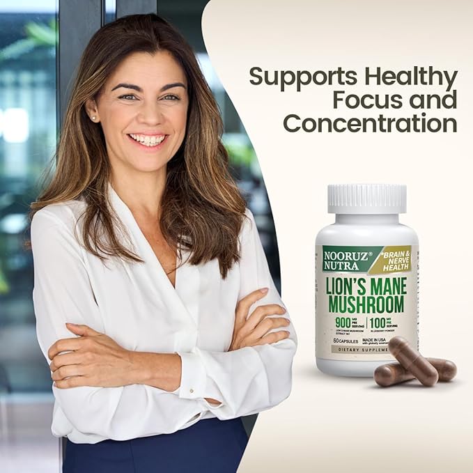Organic Lion’s Mane Capsule: 10:1 Concentration Equals 10,000mg Mushroom, Enhanced with Blueberry for Vitality, Mental Clarity, and Concentration – 60 Plant-Based Capsules (No Tablets/Powder)