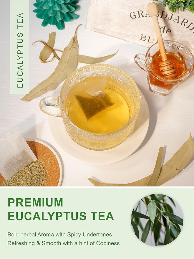 TeeLux Eucalyptus Tea Bags, Premium Dried Eucalyptus Leaves Tea, Refreshing & Smooth Flavor, Caffeine Free, 100 Count