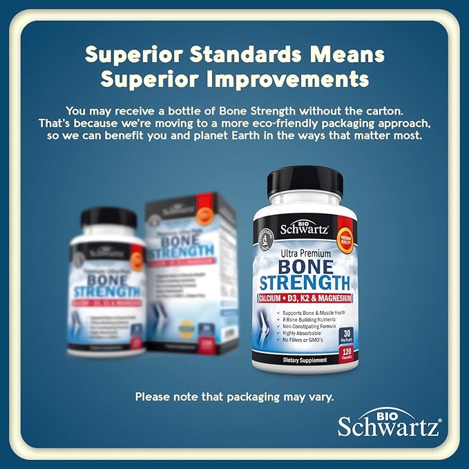 High Absorption Bone Strength Supplement - Gentle Non-Constipating Bone Health Supplement for Women & Men with 9-in-1 Complex with Calcium Magnesium Zinc D3 K2 & More - 3rd Party Tested - 1 Month