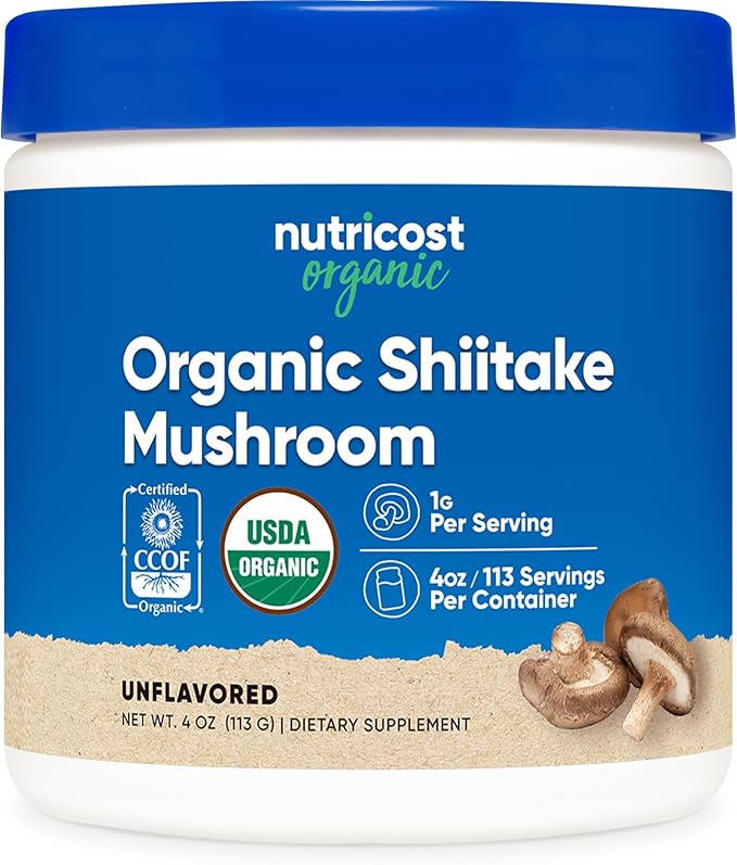 Nutricost Organic Shiitake Mushroom Powder 4 oz - Gluten Free, Non-GMO