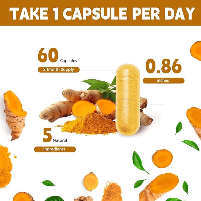 Turmeric Curcumin Supplement with Black Pepper & Bioactive Botanicals, Turmeric,Ginger,Berberine,Ceylon Cinnamon, – Premium Organic Supplement for Daily Wellness Support 60 Capsules 3 Pack