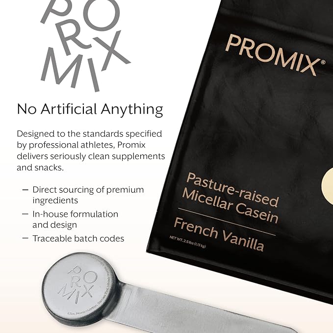 ProMix Nutrition Casein Protein Powder - Grass Fed, Pasture Raised, Slow Release Micellar Casein - Gluten-Free - Vanilla, 2.5 Pound (Pack of 1)